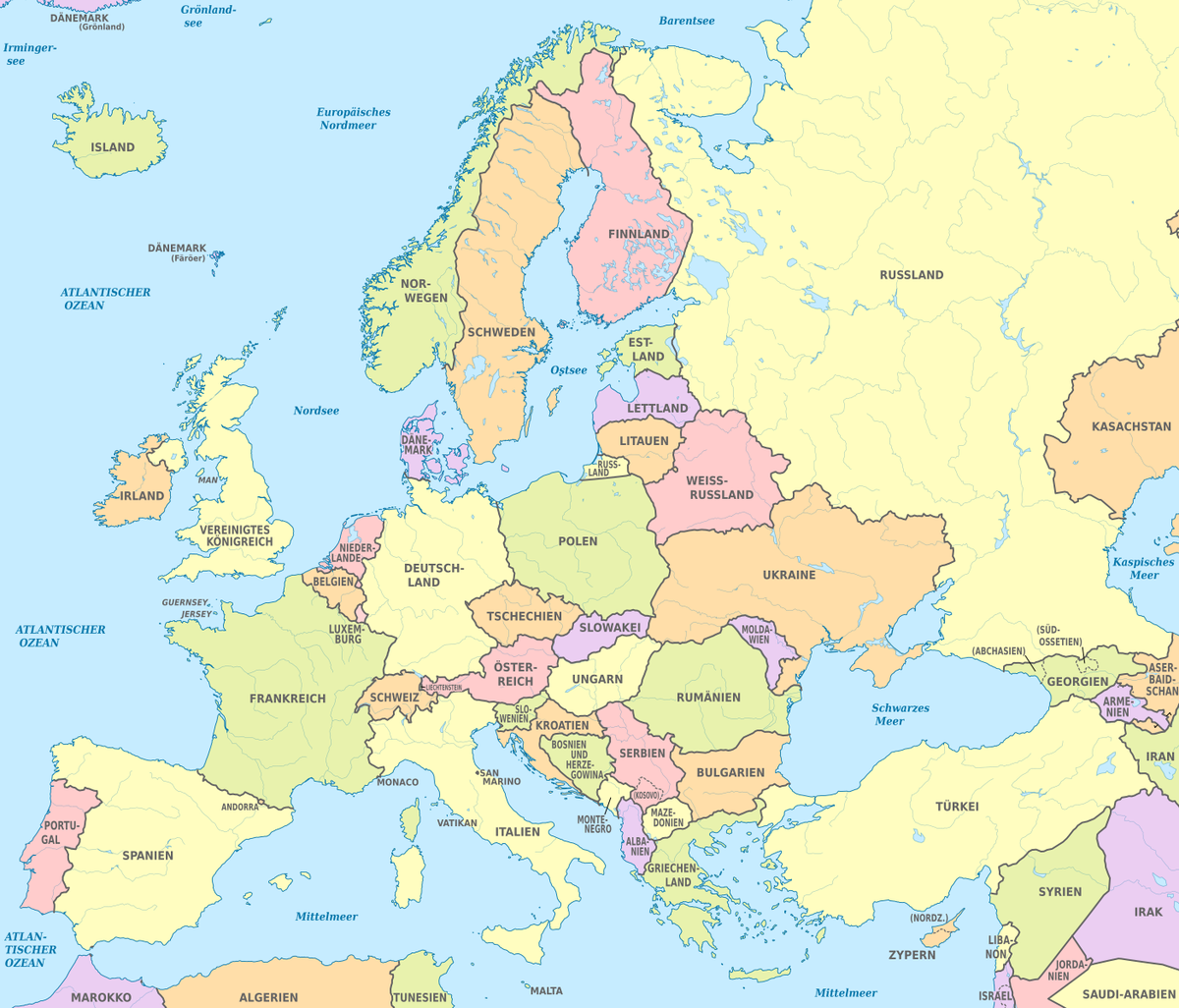 Europa ist ein Kontinent in der nördlichen Hemisphäre, die sich westlich vo...