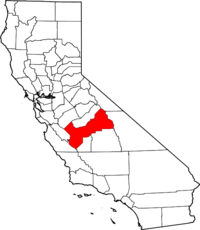 Map of California highlighting Fresno County