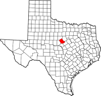 Map of Texas highlighting Comanche County