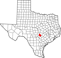 Map of Texas highlighting Hays County