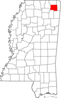Map of Mississippi highlighting Prentiss County.png