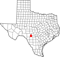 Map of Texas highlighting Real County