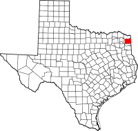 Map of Texas highlighting Cass County