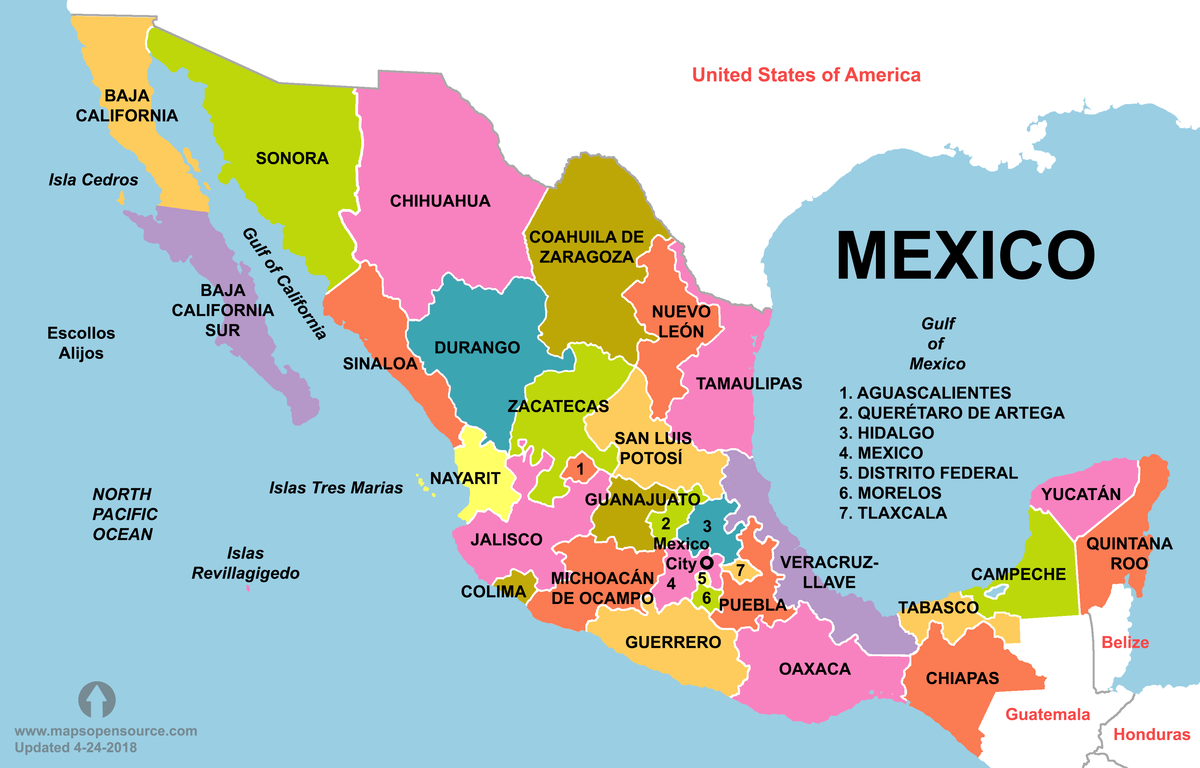 Штаты мексики. Административно-территориальное деление Мексики карта. Административное деление Мексики. Штаты Мексики на карте. Административно территориальное устройство Мексики.