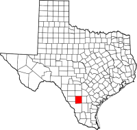 Map of Texas highlighting LaSalle County