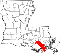 Map of Louisiana highlighting Lafourche Parish
