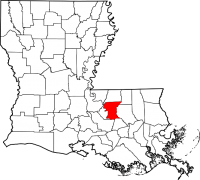 Map of Louisiana highlighting East Baton Rouge Parish