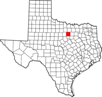 Map of Texas highlighting Parker County