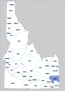 Map of Idaho highlighting Caribou County
