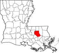 Map of Louisiana highlighting Livingston Parish