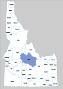 Map of Idaho highlighting Custer County
