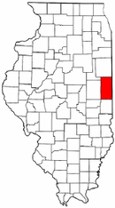 Map of Illinois highlighting Vermilion County