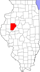 Map of Illinois highlighting Fulton County