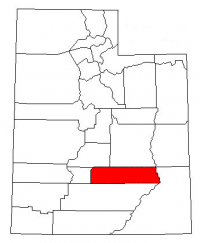 Map of Utah highlighting Wayne County