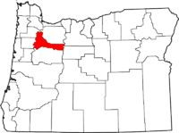 Map of Oregon highlighting Marion County