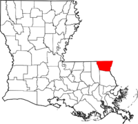 Map of Louisiana highlighting Washington Parish