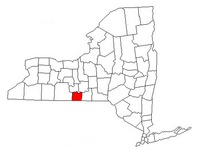 Map of New York highlighting Chemung County