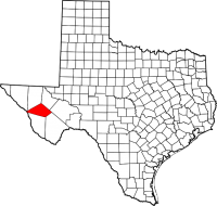 Map of Texas highlighting Jeff Davis County
