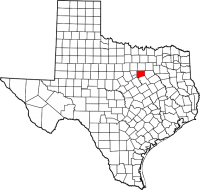 Map of Texas highlighting Johnson County
