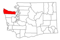 Map of Washington highlighting Clallam County