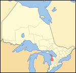 Map of Ontario highlighting Bruce County