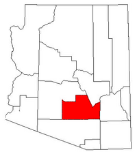 Map of Arizona highlighting Pinal County
