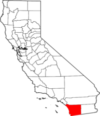 Map of California highlighting San Diego County