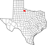 Map of Texas highlighting Foard County