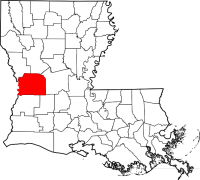 Map of Louisiana highlighting Vernon Parish