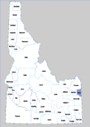 Map of Idaho highlighting Teton County