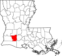 Map of Louisiana highlighting Jefferson Davis Parish