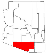 Map of Arizona highlighting Pima County