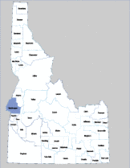 Map of Idaho highlighting Washington County