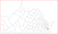 Map of Virginia highlighting Elizabeth City County