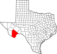 Map of Texas highlighting Brewster County