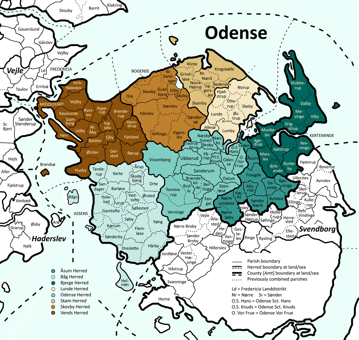 Odense County Denmark Color Blind Map Familysearch