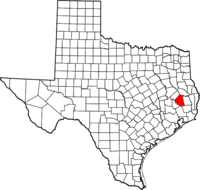 Map of Texas highlighting Polk County