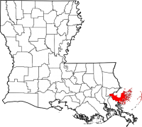 Map of Louisiana highlighting St. Bernard Parish
