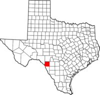 Map of Texas highlighting Kinney County