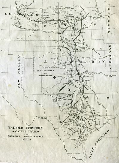 1873 Map of Chisholm Trail with subsidiary trails in Texas.jpg