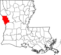 Map of Louisiana highlighting Sabine Parish