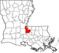 Map of Louisiana highlighting Pointe Coupee Parish