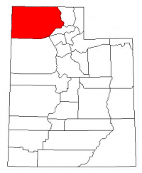 Map of Utah highlighting Box Elder County