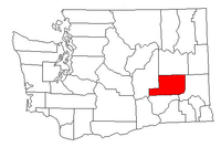 Map of Washington highlighting Adams County