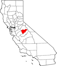 Map of California highlighting Mariposa County