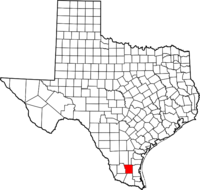Map of Texas highlighting Brooks County
