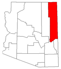 Map of Arizona highlighting Apache County
