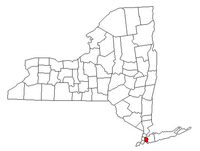 Map of New York highlighting Queens Borough