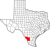 Map of Texas highlighting Webb County