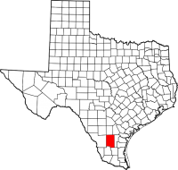 Map of Texas highlighting Duval County